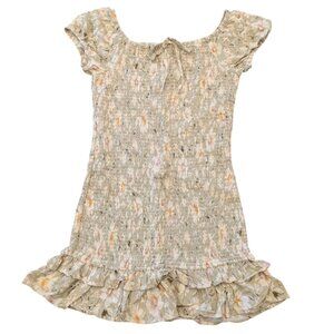 ABERCROMBIE & FITCH Nwt Smocked Mini Dress M Ditsy Floral Cap Sleeve Ruffle Hem